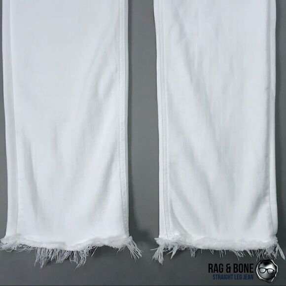 RAG & BONE STRAIGHT-LEG JEANS IN BRIGHT WHITE RAW FRAYED HEM WOMEN’S SIZE 26/2 - Picture 10 of 13